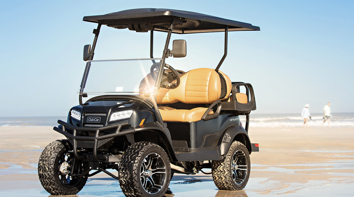 Club car on a beach